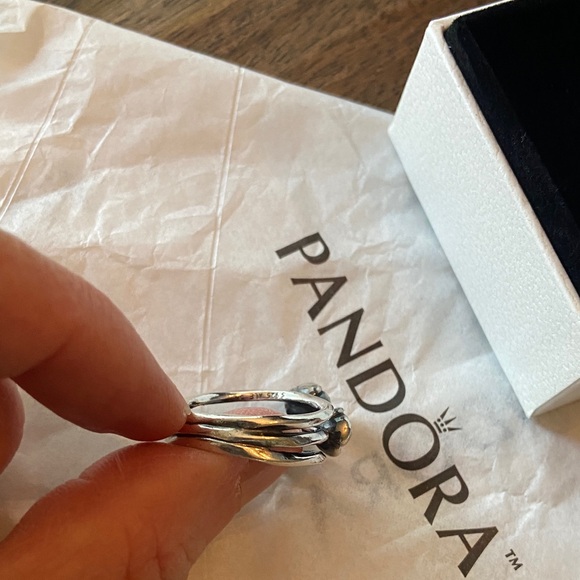 Pandora Three Wishes Pearl and Sterling Silver Ring Size 7 - Picture 3 of 6
